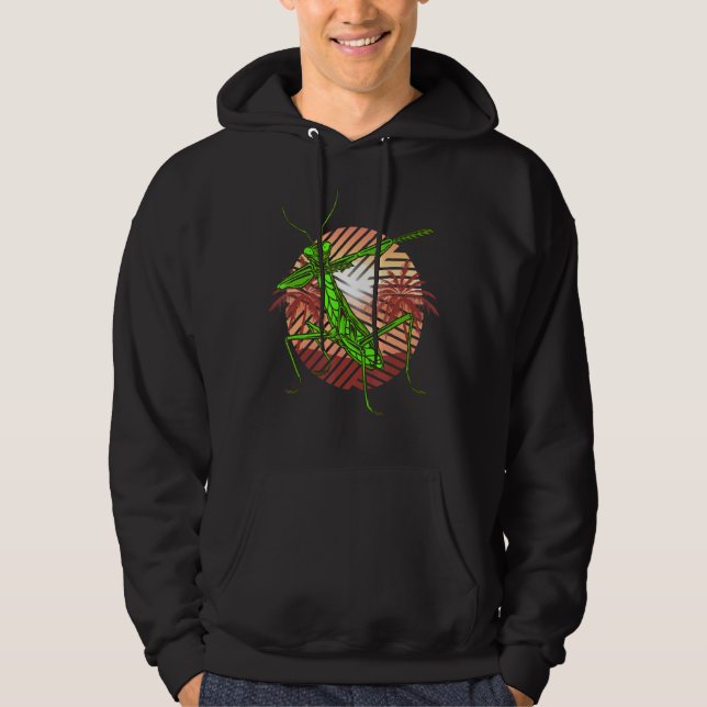 Praying Mantis Retro Modern Green Insect  Bug Hoodie (Front)