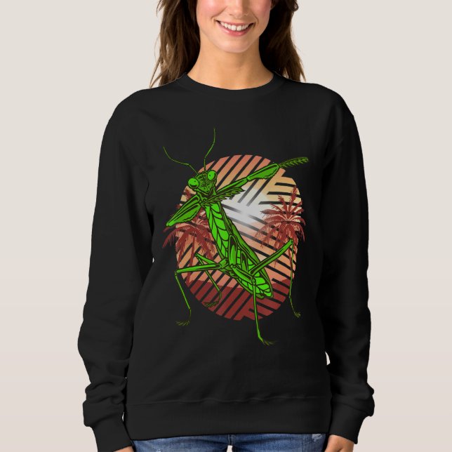 Praying Mantis Retro Modern Green Insect  Bug Sweatshirt (Front)
