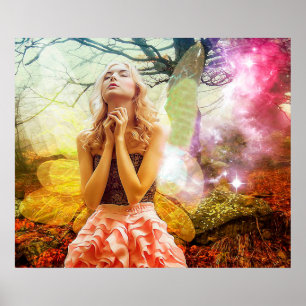 Praying Mystical Spiritual Girl Poster