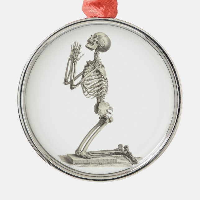 Praying Skeleton Metal Tree Decoration (Front)