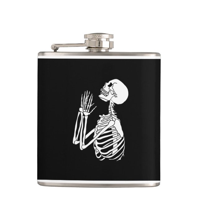 Praying Skeleton on a Flask (Front)