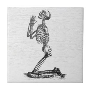 Praying Skeleton - Vintage Anatomical Art Ceramic Tile