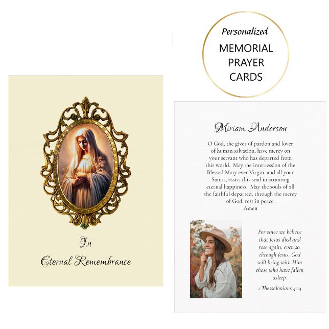 Praying Virgin Mary Catholic Memorial Prayer Card (Creator Uploaded)