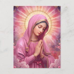 Praying Virgin Mary Christmas Postcard