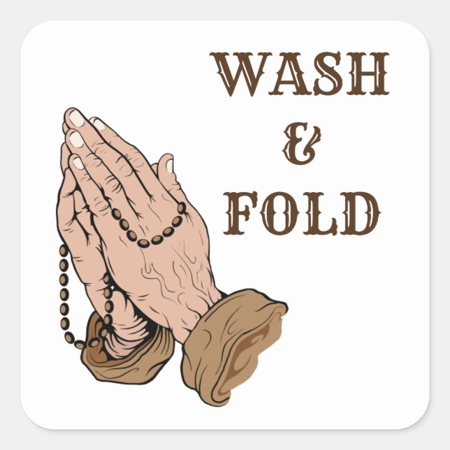 Praying Wash Hands Rosary Religious Square Sticker (Front)