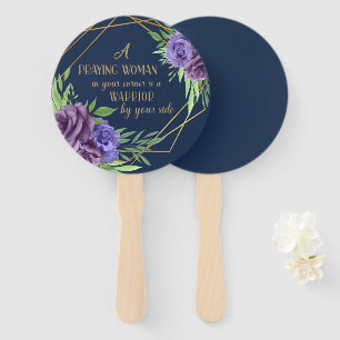 Praying Woman (Midnight Blue) Hand Fan