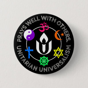 Prays well with others 6 cm round badge