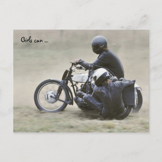 Pre '65 sidecar ladies outfit postcard (Front)