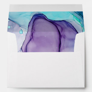 Pre-Addressed Abstract Ink Aqua Purple  Envelope