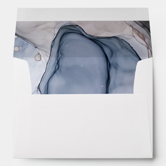 Pre-Addressed Abstract Ink Dusty Blue Plum  Envelope (Back (Bottom))