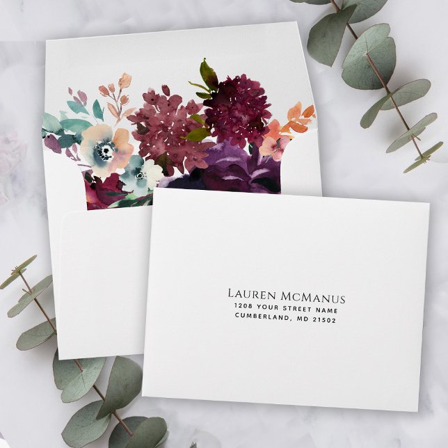 Pre-Addressed Dark Floral RSVP Responses Envelope (Creator Uploaded)