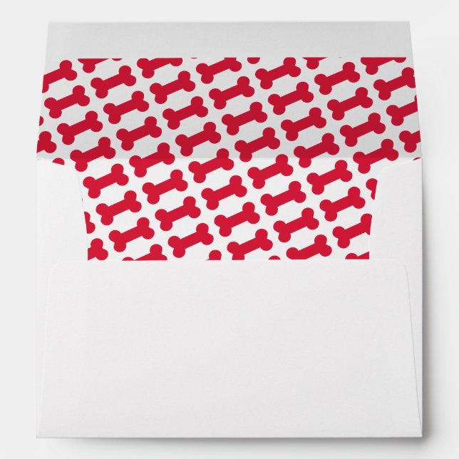 Pre-addressed Dog Red Dog Bone Pattern Custom Envelope (Back (Bottom))
