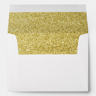 Pre-addressed Elegant Sparkly Gold Glitter Lined Envelopes