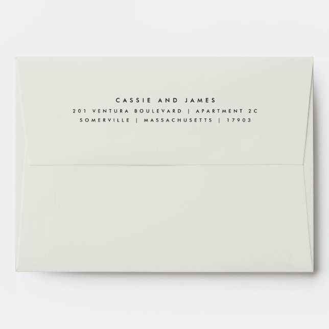 Pre Addressed Light Grey Return Address Wedding Envelope (Back (Top Flap))