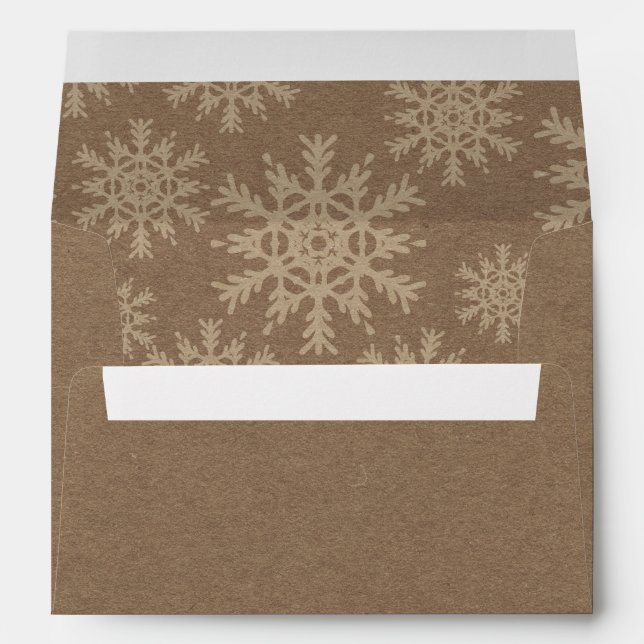 Pre-addressed Rustic Kraft Winter Snowflakes Lined Envelopes (Back (Bottom))