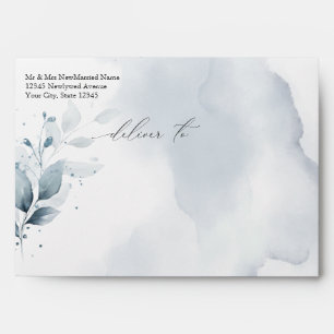 Pre-Addressed Watercolor Blue Envelope
