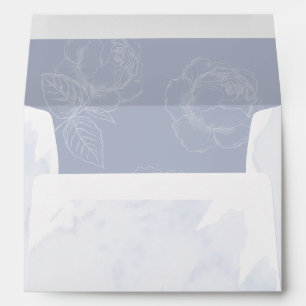 Pre-Addressed Watercolor Wash Dusty Blue Envelope