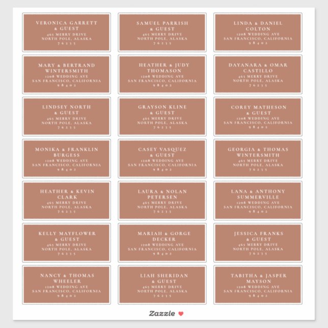 Pre-addressed Wedding Guest Mailing Label Stickers (Sheet)
