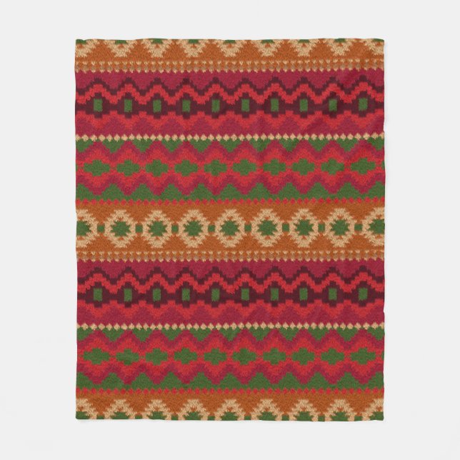 Pre-columbian America Aztec Inca Mayan Rug Theme Fleece Blanket (Front)