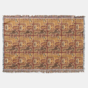 Pre-Columbian Peruvian Wari Tribal Jaguar Pattern Throw Blanket