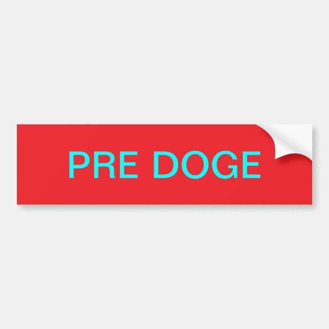 PRE DOGE (red/cyan) bumper sticker (Front)
