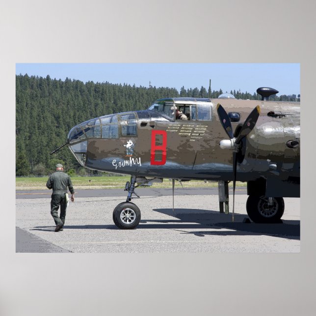 PRE-FLIGHT CHECK on MITCHELL B-25 BOMBER Poster (Front)
