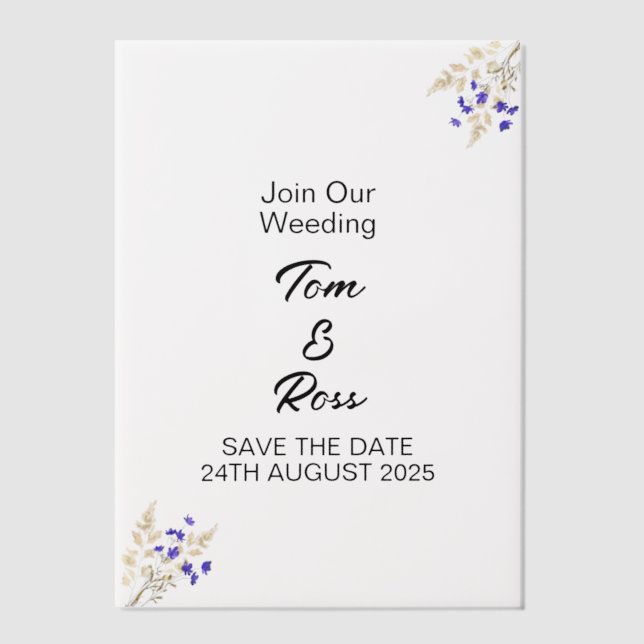 Pre-folded Vellum Jackets, personalised Sized for Invitations (Front)