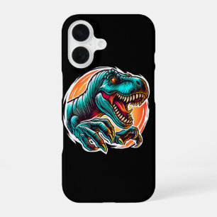 Pre-Historic Epic Dino Attack T-Rex Black iPhone 16 Case