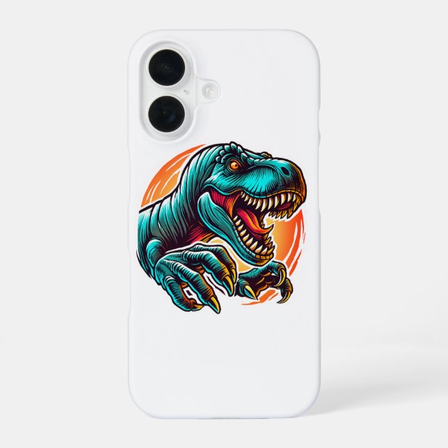 Pre-Historic Epic Dino Attack T-Rex iPhone 16 Case (Back)