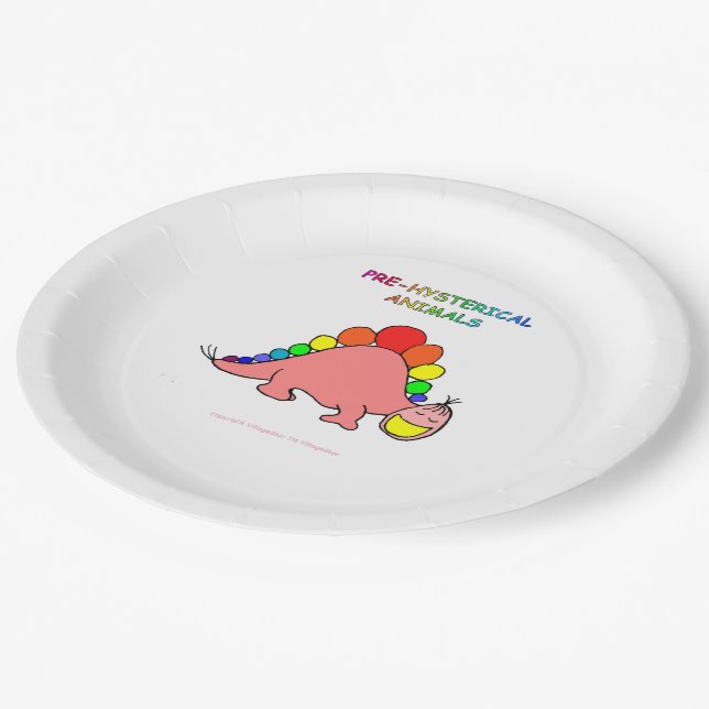 Pre-Hysterical Animals party paper plate (Angled)