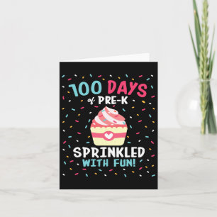 Pre K 100 Days Of School Girls Sprinkled Fun Cupca Card