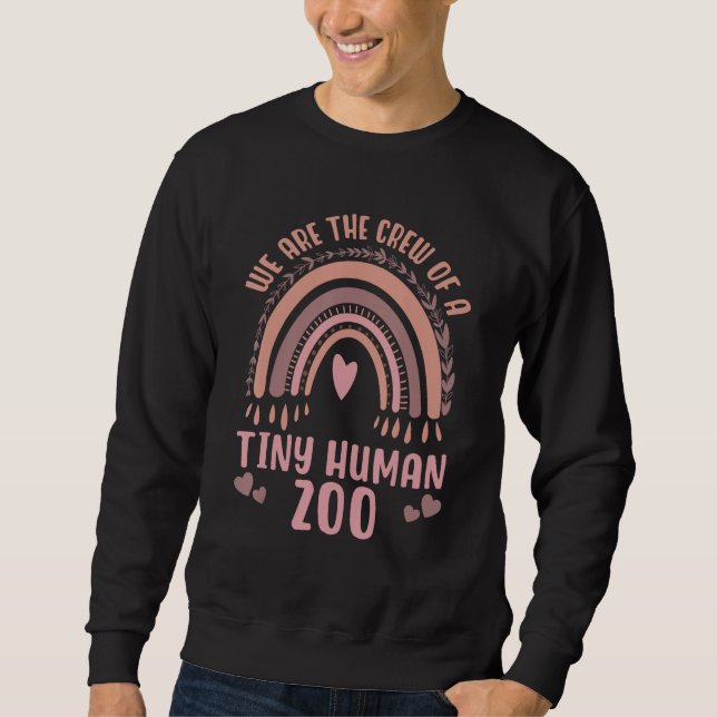 Pre-K 4K Kindergarten Teacher, Crew Of A Tiny Huma Sweatshirt (Front)