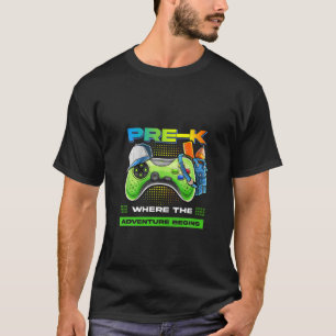 Pre-K Adventure Begin Back To School Video Games B T-Shirt