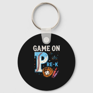 Pre-k back to school baseball drip ice cream game key ring
