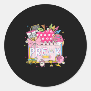 Pre-k Back To School Coffee Apple Teacher Women Classic Round Sticker