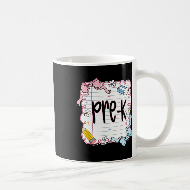 Pre-k Back To School Coquette Bow Notebook Preppy  Coffee Mug (Right)