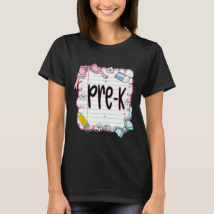 Pre-k Back To School Coquette Bow Notebook Preppy  T-Shirt