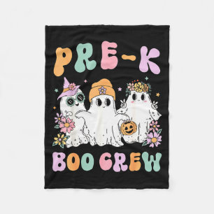 Pre-k Boo Crew Groovy Halloween Floral Ghost Pre K Fleece Blanket