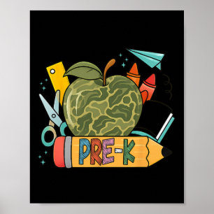 Pre-k Camo Back To School Gifts Teacher First Day  Poster