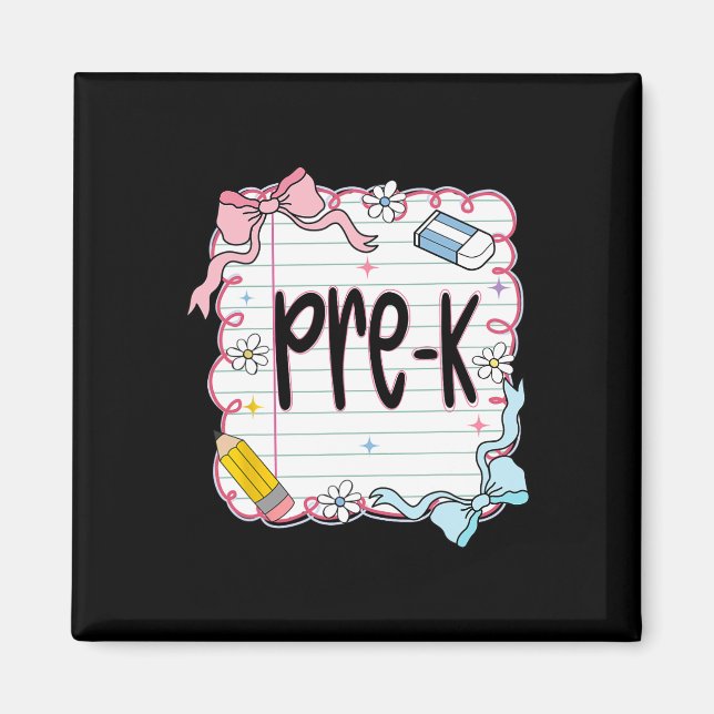 Pre-k Ck To School Coquette Bow Notebook Preppy Gi Magnet (Front)
