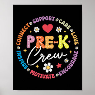 Pre-k Crew 1st Day Of School Funny Preschool Teach Poster
