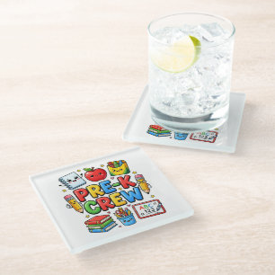 Pre K Crew Cute Preschool First Day School Student Glass Coaster