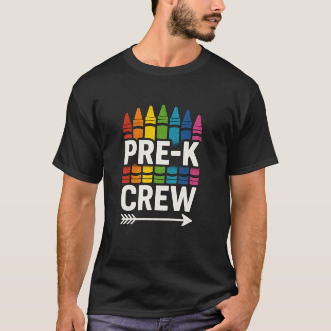 Pre K Crew Teacher Team Squad Hello Back School Gr T-Shirt (Front)