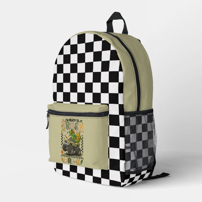 Pre-K Crusher: Monster Truck Confidence Printed Backpack (Back Corner Right)