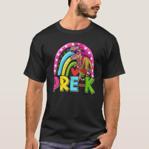 Pre K Dinosaur Rainbow Girls Kids Back To School T-Shirt