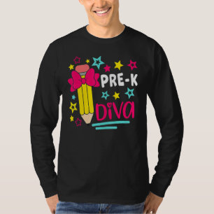 Pre K Diva Girls Head Bow Star Student & Teacher P T-Shirt