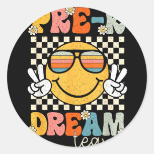 Pre-k dream team smile retro back to school pre-k  classic round sticker