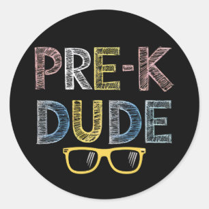 Pre-K Dude Back to School First Day of Preschool Classic Round Sticker