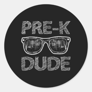 Pre-k Dude Ck To School-first Day Of Preschool Gir Classic Round Sticker