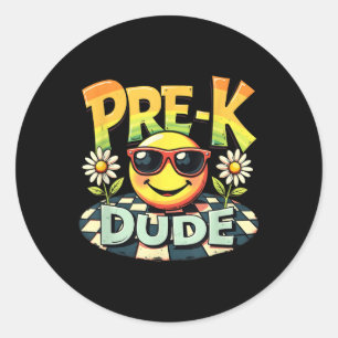 Pre-k Dude Funny Back To School First Day Of Schoo Classic Round Sticker